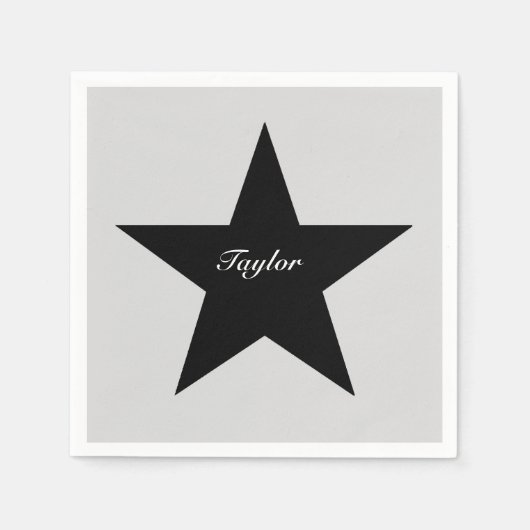 Personalisiertes Black Star Print Paper Napkin Serviette (Vorderseite)