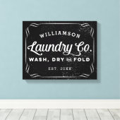 Personalisiertes Black Wäsche Co Wash Trockenfalte Leinwanddruck (Insitu (Holzboden))