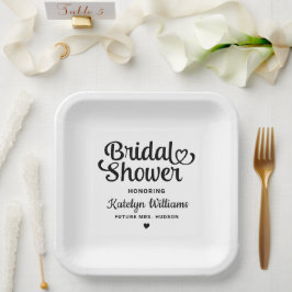 Personalisiertes Black Wedding Brautparty Pappteller