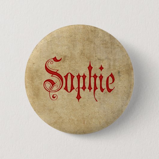 Personalisiertes Blackletter Pergament Sophie Rot Button (Vorderseite)