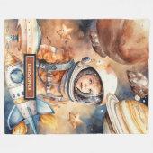 Personalisiertes Blanket-Astronautenthema Fleecedecke (Vorderseite (Horizontal))