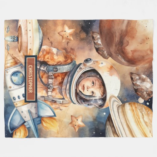 Personalisiertes Blanket-Astronautenthema Fleecedecke (Vorderseite (Horizontal))