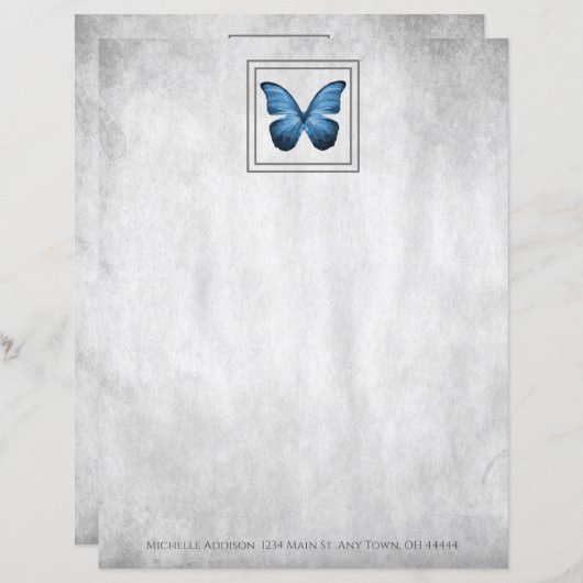 Personalisiertes Blatt aus blauem Butterfly (Vorne/Hinten)