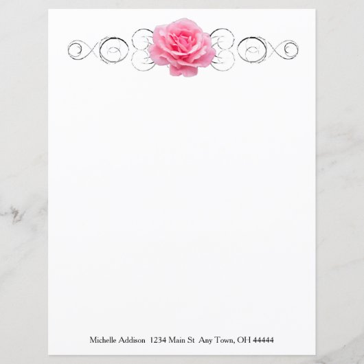 Personalisiertes Blatt aus rosa Rosa (Vorderseite)