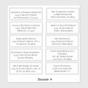 Personalisiertes Blatt mit 10 Adresslisten Aufkleber