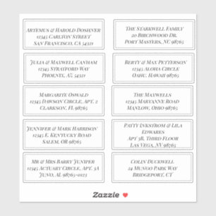 Personalisiertes Blatt mit 10 Adresslisten Aufkleber