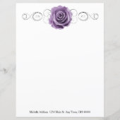 Personalisiertes Blatt mit lila Rose (Vorderseite)