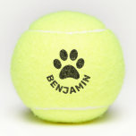 Personalisiertes Blatt Pet Name Hund Tennisbälle<br><div class="desc">Ein lustiger,  individueller Tennisball mit dem Namen Ihres Haustieres und einem Pfotenprint,  der direkt darauf gedruckt ist. Klicken Sie auf "Weiter anpassen",  um die Farben im Design zu ändern.</div>