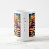 Personalisiertes Blatt Vintager Bücher und Blume Kaffeetasse (Mittel)