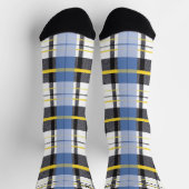 Personalisiertes Blau, Gelb und Schwarzer Tartan K Socken (Oben)
