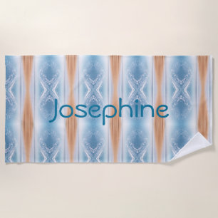 Personalisiertes, blau-gelbes Abstract-Design Strandtuch