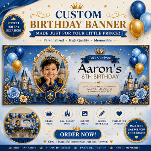 Personalisiertes blau-goldenes Geburtstagsbanner f Banner