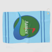 Personalisiertes Blau Golfhandtuch (Horizontal)