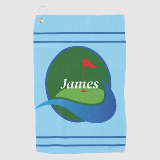Personalisiertes Blau Golfhandtuch (Vorderseite)