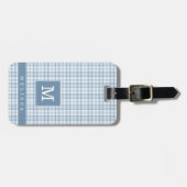 Personalisiertes blau kariertes Gepäckanhänger (Vorderseite horizontal)