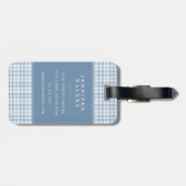 Personalisiertes blau kariertes Gepäckanhänger (Rückseite horizontal)