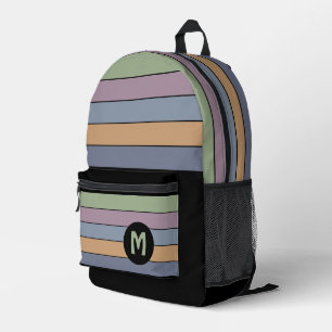 Personalisiertes Blau Lila Grün Gelb Schwarz Strei Bedruckter Rucksack