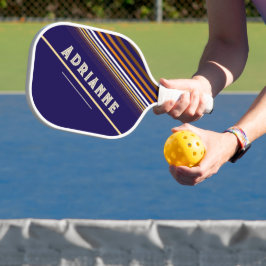 Personalisiertes Blau mit Gold und Braun Pickleball Schläger