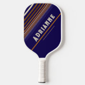 Personalisiertes Blau mit Gold und Braun Pickleball Schläger (Rückseite)
