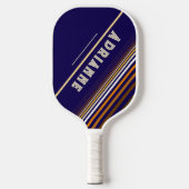 Personalisiertes Blau mit Gold und Braun Pickleball Schläger (Vorderseite)