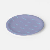 Personalisiertes Blau Pappteller (Schrägansicht)