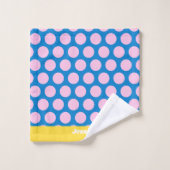 Personalisiertes Blau-Pink-Polka-Dot-Muster Badhandtuch Set (Waschlappen)