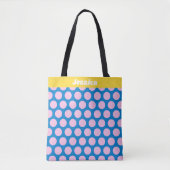 Personalisiertes Blau-Pink-Polka-Dot-Muster Tasche (Vorderseite)