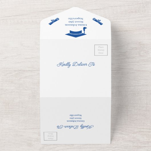 Personalisiertes Blau Save the Date All In One Einladung (Außenbereich)