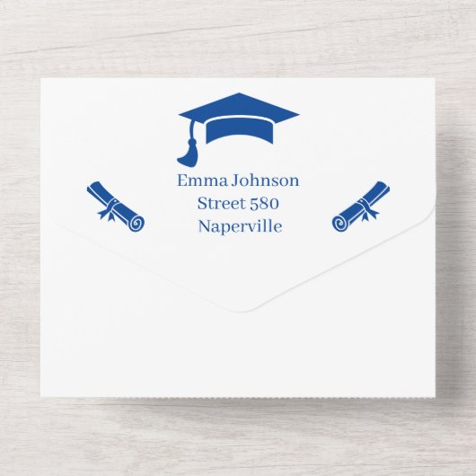 Personalisiertes Blau Save the Date All In One Einladung (Rückseite)