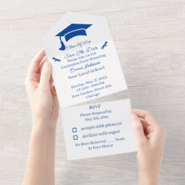 Personalisiertes Blau Save the Date All In One Einladung