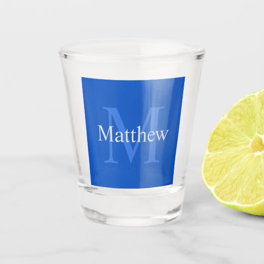 Personalisiertes Blau Schnapsglas (Vorderseite)