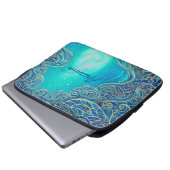 Personalisiertes Blau und Aquamarine Abstrakte Kun Laptopschutzhülle (Vorne Knopf)