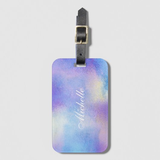 Personalisiertes Blau und Lila| Gepäckmarke Gepäckanhänger (Vorderseite Vertikal)