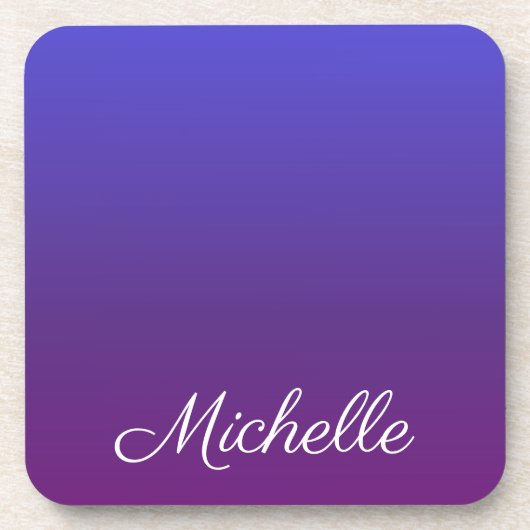 Personalisiertes Blau und lila Ober Getränkeuntersetzer (Vorderseite)