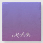 Personalisiertes Blau und lila Ober Steinuntersetzer (Vorderseite)