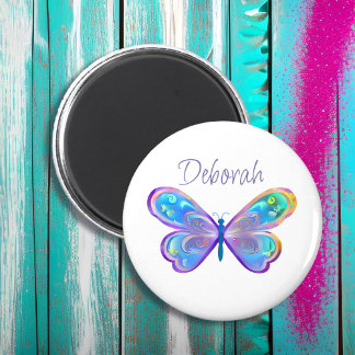 Personalisiertes Blau und Lila Schmetterling Magnet