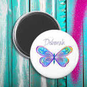 Personalisiertes Blau und Lila Schmetterling Magnet