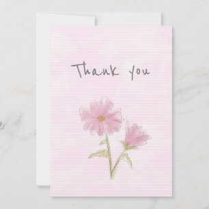 Personalisiertes Blau und Rosa Floral Danke Karte