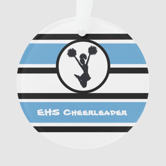 Personalisiertes Blau und Schwarzer Cheerleader Or Ornament (Vorderseite)