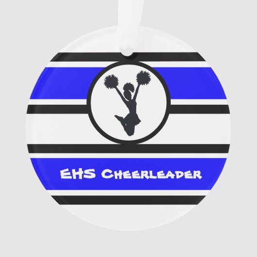 Personalisiertes Blau und Schwarzer Cheerleader Or Ornament (Vorderseite)