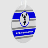 Personalisiertes Blau und Silber Cheerleader Ornam Ornament (Vorderseite)