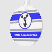 Personalisiertes Blau und Silber Cheerleader Ornam Ornament (Vorderseite)