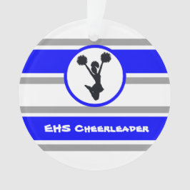 Personalisiertes Blau und Silber Cheerleader Ornam Ornament