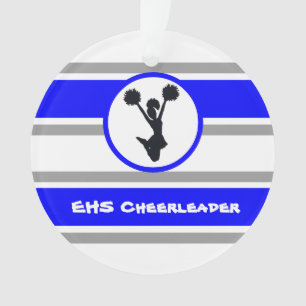 Personalisiertes Blau und Silber Cheerleader Ornam Ornament