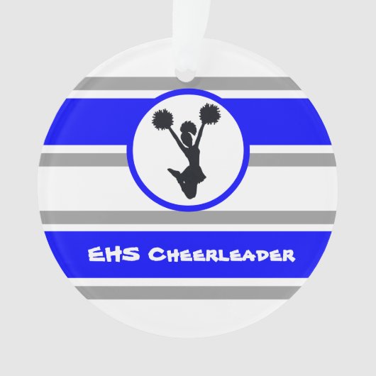 Personalisiertes Blau und Silber Cheerleader Ornam Ornament (Vorderseite)