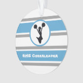 Personalisiertes Blau und Silber Cheerleader Ornam Ornament (Vorderseite)