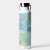 Personalisiertes Blau und Tan Bubbles Fluid Art Trinkflasche (Vorne)