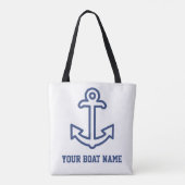 Personalisiertes Blau und Weiß Anker Tote Bag Tasche (Rückseite)