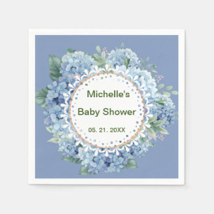 Personalisiertes Blau und Weiß Florals Serviette