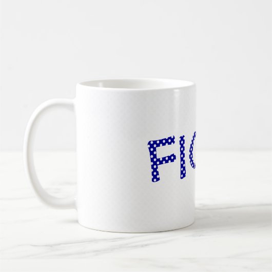 Personalisiertes Blau und Weiß Polka Dot Tasse (Links)